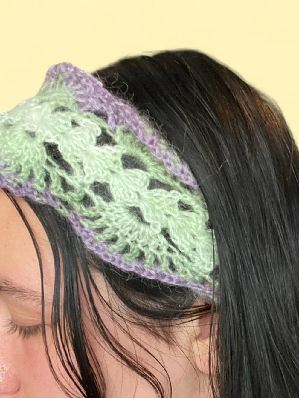 Handmade Crochet Headband - Purple and Green